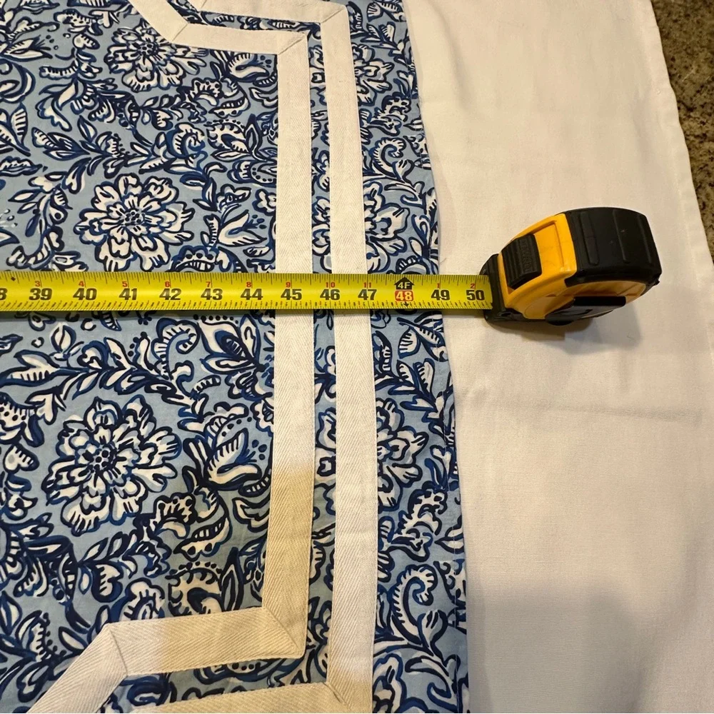 NWT SAIL TO SABLE 100% Cotton Blue & White Tunic Midi Kaftan Dress Size L - Picture 12 of 16